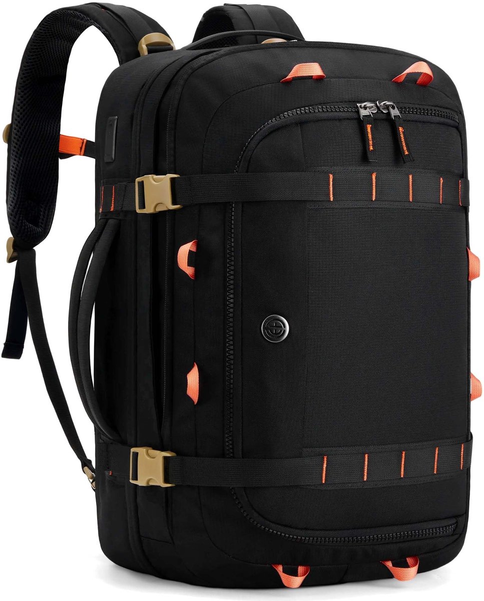 Ibenzoa® Uitbreidbare en comfortabele handbagage-rugzak met TSA-vriendelijk laptopvak voor vliegreizen