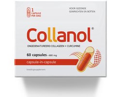 Collanol - innovatie in de zorg voor gezonde gewrichten. Vloeibare formule in een dubbele capsule. 3D collageen + micellaire curcumine. 1 capsule/dag. Laboratorium getest - 60 Capsules