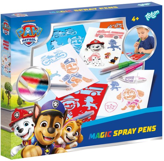 PAW Patrol Totum 5 magische spraypennen blaaspennen met sjablonen - creatief speelgoed knutselset tekenen schilderen knutselen unisex