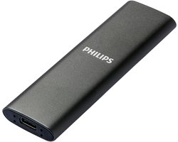 Philips externe SSD 2TB - draagbare SSD schijf - USB-C - aluminium - Antraciet
