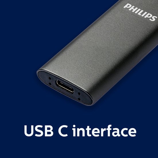 Philips Draagbare externe SSD - 2TB - Ultra Slim SATA Ultra Speed - USB-C - USB - leessnelheid tot 550 MB/s - schrijfsnelheid tot 550 MB/s - Aluminium van Philips — afbeelding 4
