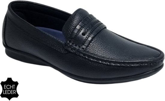 Elong500 - Chaussures pour femmes Homme - Mocassins Homme - Cuir Daim - Zwart - Taille 43