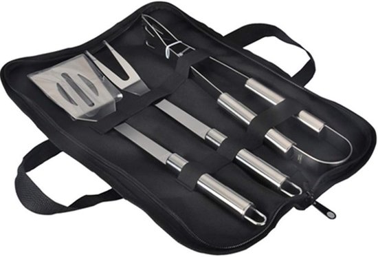 Set Accessoires de vêtements pour bébé' ustensiles de BBQ en acier inoxydable - 3 pièces - Sac de transport inclus