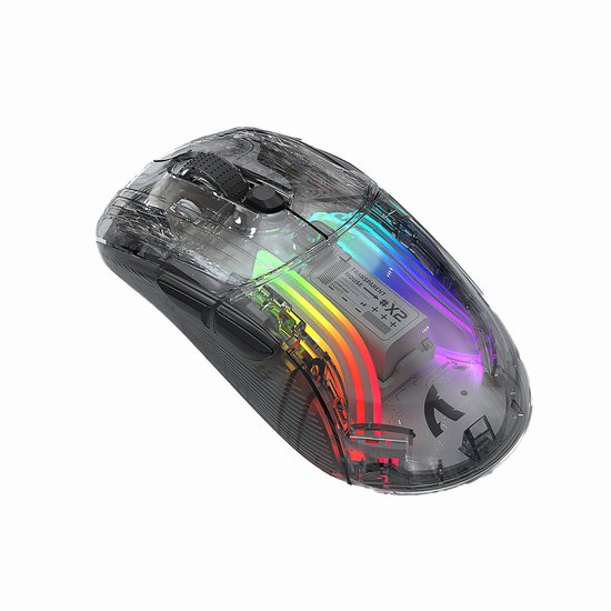 NAXSIR Draadloze Gaming Muis - Bluetooth/Draad/draadloos 3-in-1 Muis,RGB Verlichting & Transparant Design