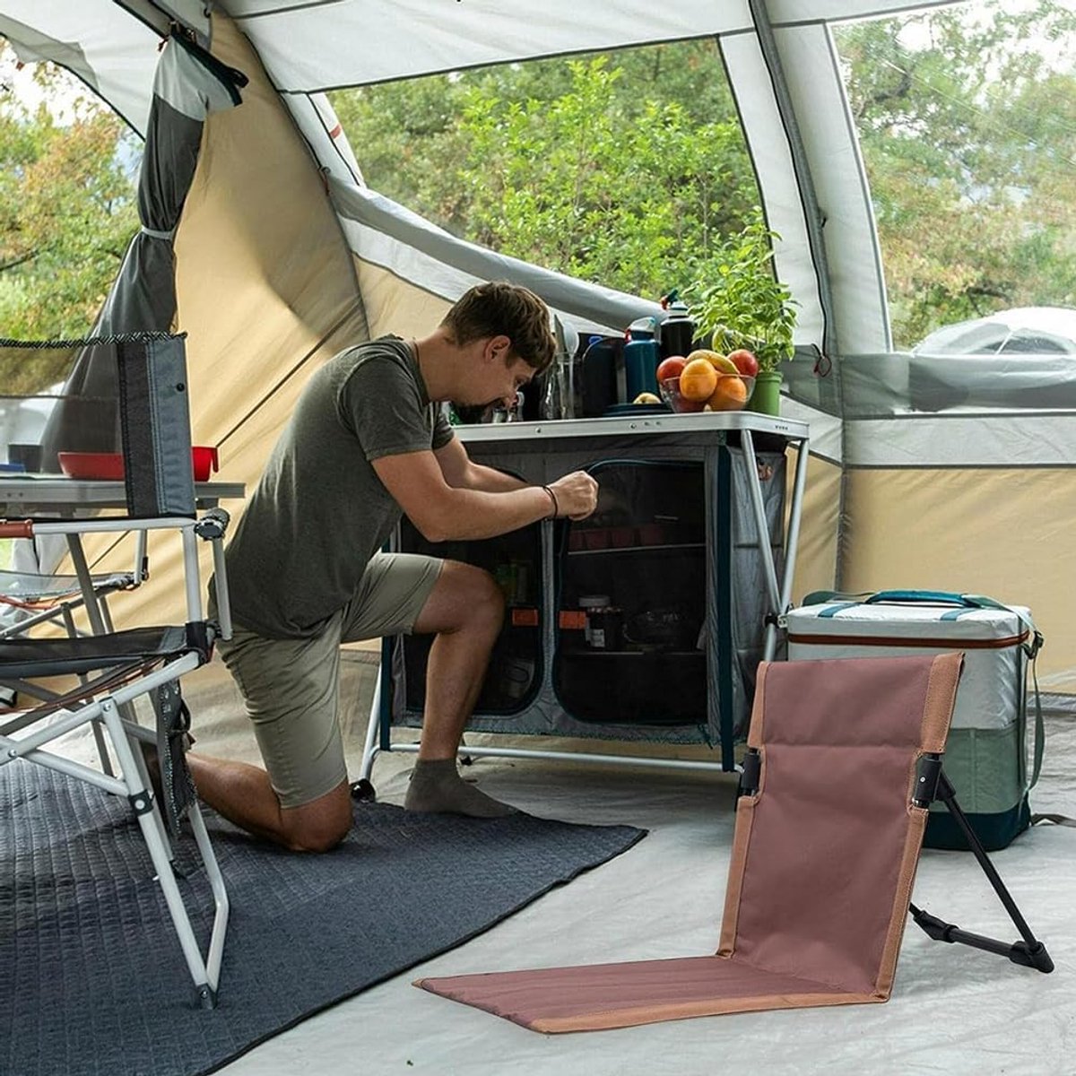 1 stuk - Vouwstoel - Opvouwbare strandstoel - Draagbare opvouwbare stoel - aluminium frame - met 600D Oxford-stof - voor ontspannen op reis, tuin, terras aan het zwembad - binnen- en buitenstoel - met draagtas - 68*39*40 cm - bruin — cadeau in Sport & Outdoor - foto 3