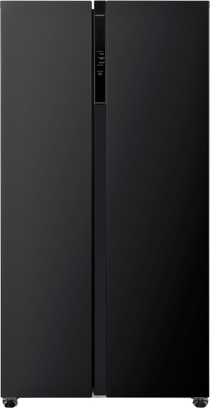 Frilec Amerikaanse koelkast 595L zwart, energieklasse C, touchscreen, led-verlichting, Super Freeze, groentelades