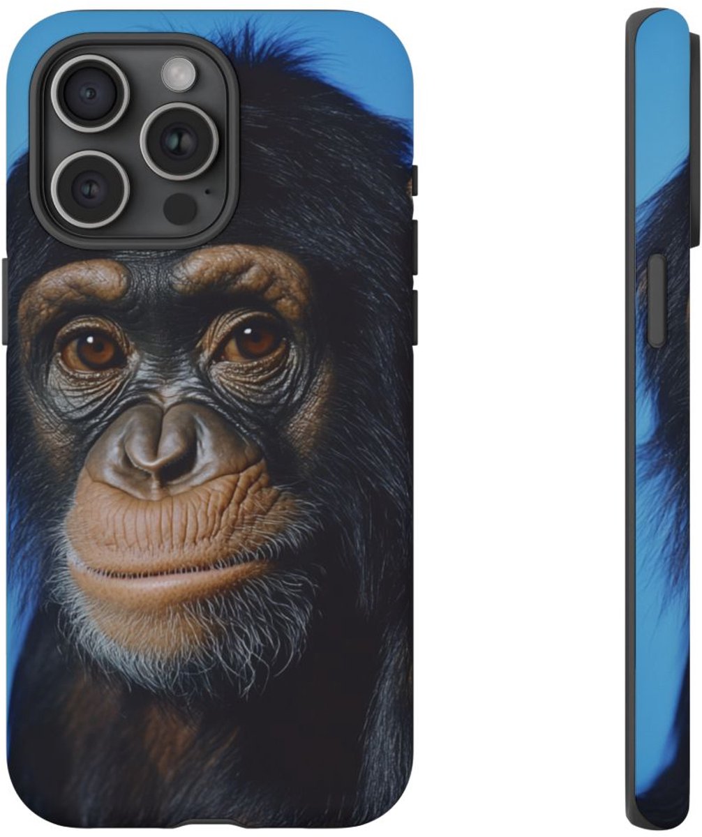 Portret van Aap – Telefoonhoesje Geschikt voor iPhone 15 Pro Max