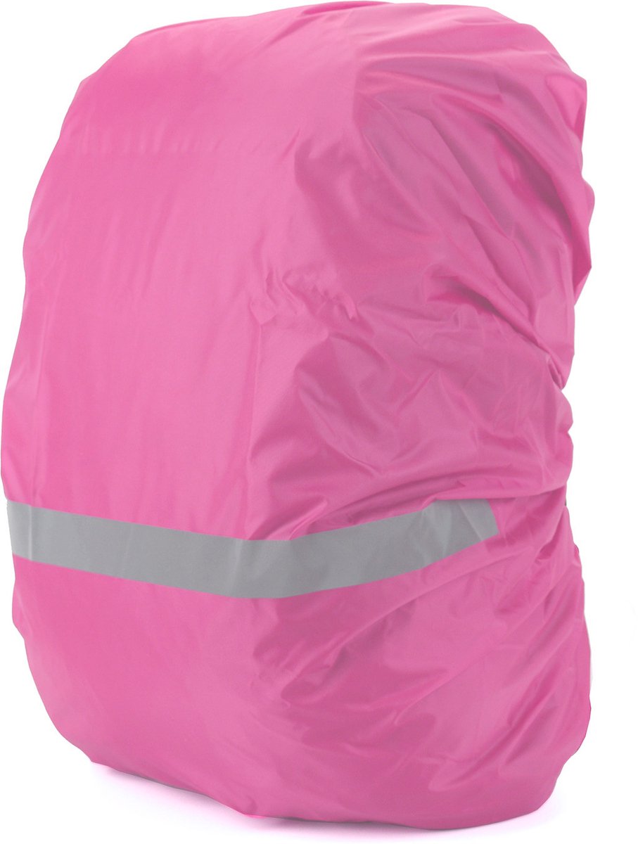 Regenhoes voor rugzakken, water- en winddicht, reflecterende strips, rugzakbescherming, regenhoes, 1 stuk, reflecterende hoes, Geschikt voor Buiten Wandelen, Fietsen, Bergbeklimmen, Kamperen - roze (M, 26-40L)