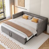 Canapé-lit HAUSS SPOLE 90/180x200 cm - Canapé-lit multifonctionnel pour 2 personnes - Lit double avec Sommiers à lattes - Lit d'appoint réglable - Velours - Grijs