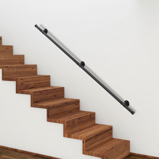 Zelf-te-monteren trap wandleuning / railing / rond hout / paal / handgreep gelakt diameter 42 mm met bewerkte uiteinden zonder leuninghouder