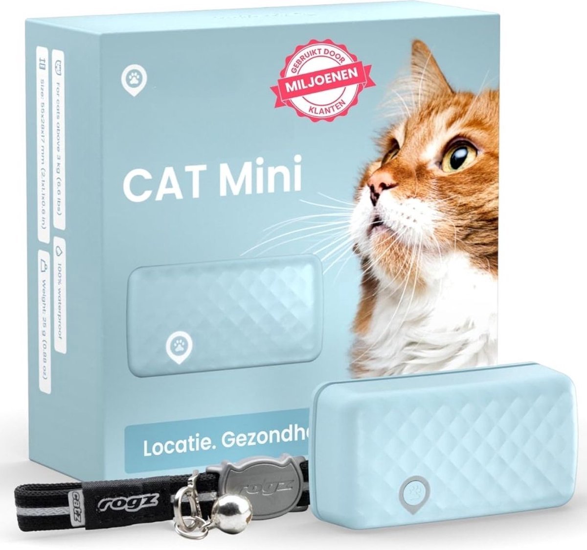Thuys – Tracker Kat – Halsband Kat – Gps Kat – Katten Tracker – 6 x 3 x 2cm – Munt