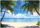 WALLARENA - Fotobehang - 250x175 cm - Strand, palmbomen, zee, landschap voor slaapkamer en woonkamer