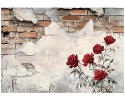 WALLARENA - Fotobehang - 300x210 cm - Fototapete met onderkant, bloemen en pleister voor slaapkamer en salon van vliesbehang