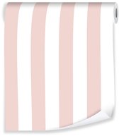 WALLARENA - Behang - Breedte 50 cm - Roze Strepen - Geschikt voor kinderkamers - 10m