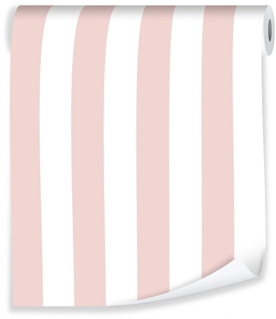 WALLARENA - Behang - Breedte 50 cm - Roze Strepen - Geschikt voor kinderkamers - 10m