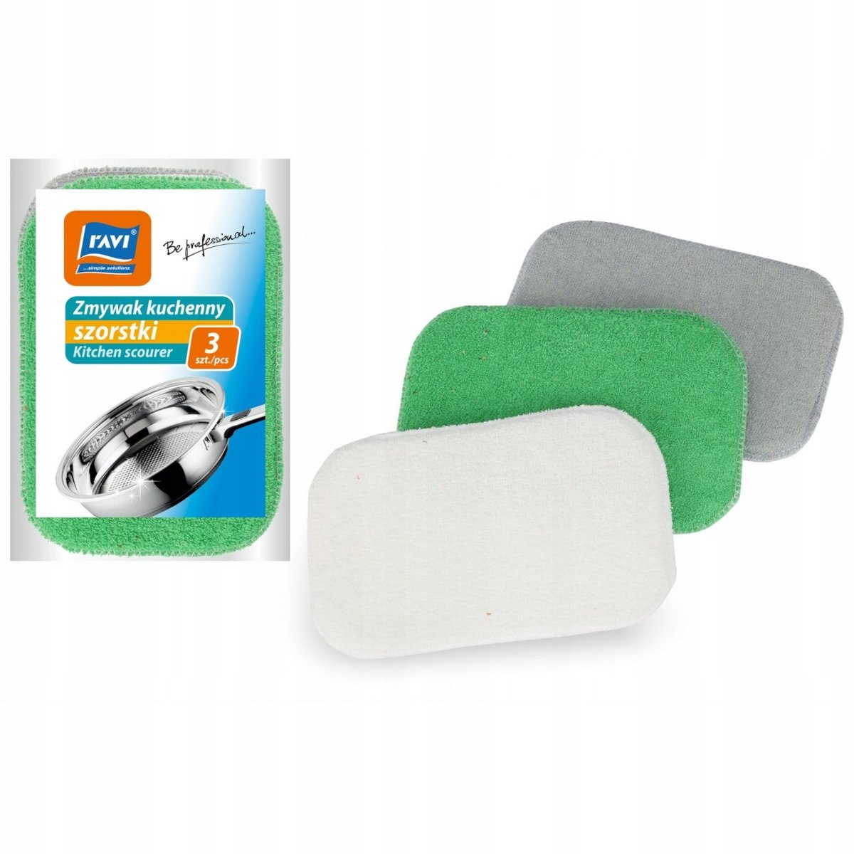Ravi - Keukenspons Grof - 3 Stuks - Multicolor - Kunststof