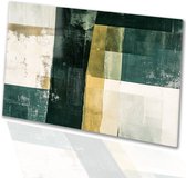 Abstracte lagen in groene tinten - Abstract glas schilderij - Wanddecoratie vlakken - Abstract expressionisme - Acrylglas schilderij - Acrylkunst op glas - Glasschilderij 75x50 cm