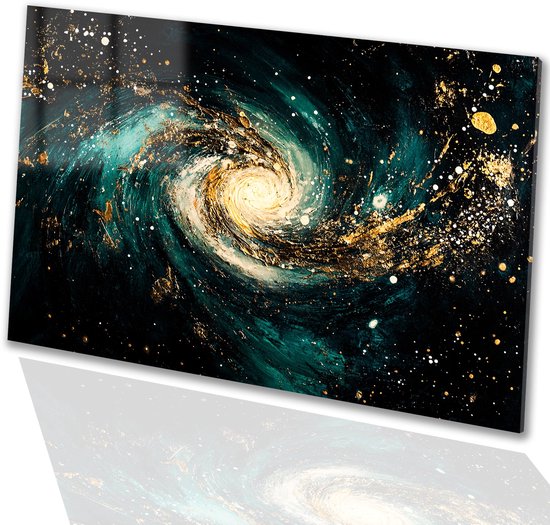 Galaxie spirale aux couleurs cosmiques - Peinture sur verre de l'univers - Art mural galaxie - Expressionnisme abstrait - Peinture sur verre acrylique - Peintures champêtres - Peinture sur verre 150x100 cm
