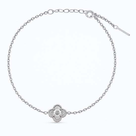 Aurélia Bracelet argenté Argent - petite fleur minimaliste 1 pièce trèfle à quatre feuilles 9 mm - acier inoxydable