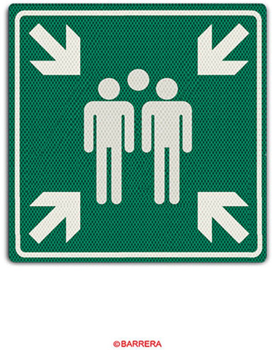 Verzamelplaats bord - bord verzamelplaats met klasse 3 reflectie - 40x40 - DOR - calamiteitenbord - ontruimingsbord - veilig ontruimen