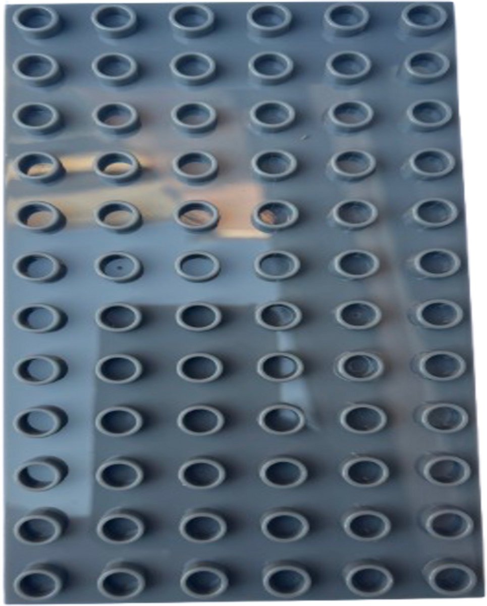 Bouwplaat 6x12 Noppen – Grijs – Basisplaat – Geschikt voor Grote Bouwstenen – Brian’s Toys