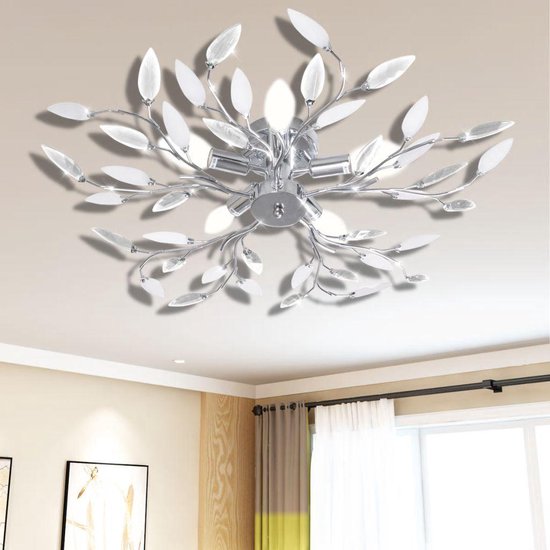 vidaXL Plafondlamp met kristallen bladeren van acryl 5xE14 wit | bol.com