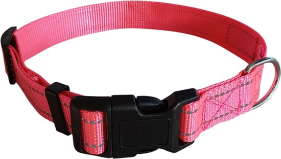 Collier pour chien Rieba® - Réfléchissant - Très résistant - Réglable - Convient à toutes les laisses - Chiens - Rose - Taille L