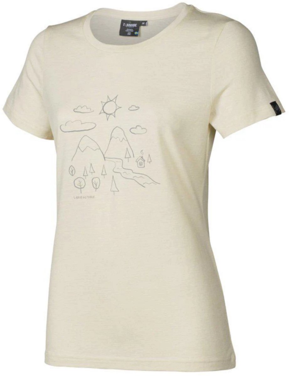 Ivanhoe t-shirt UW Cilla Outdoor voor dames - 100% merino wol - Beige