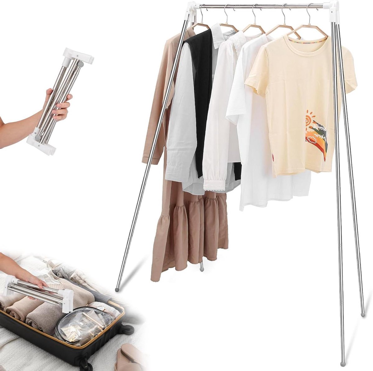 Goedkoopste Portable and Foldable 32-73cm Retractable Clothes Drying Rack for Traveling, Camping, Outdoor, Home Etc.