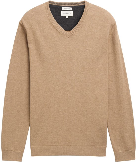 Pull homme Tom Tailor BASIC V-NECK KNIT bequem Brown MV Neck Adultes
