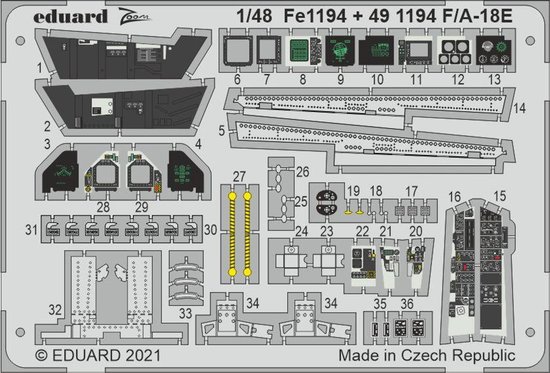 Eduard Modelbouwdecoratie - FE1194 Accessoires for F/A-18E - MENG Photo-etch