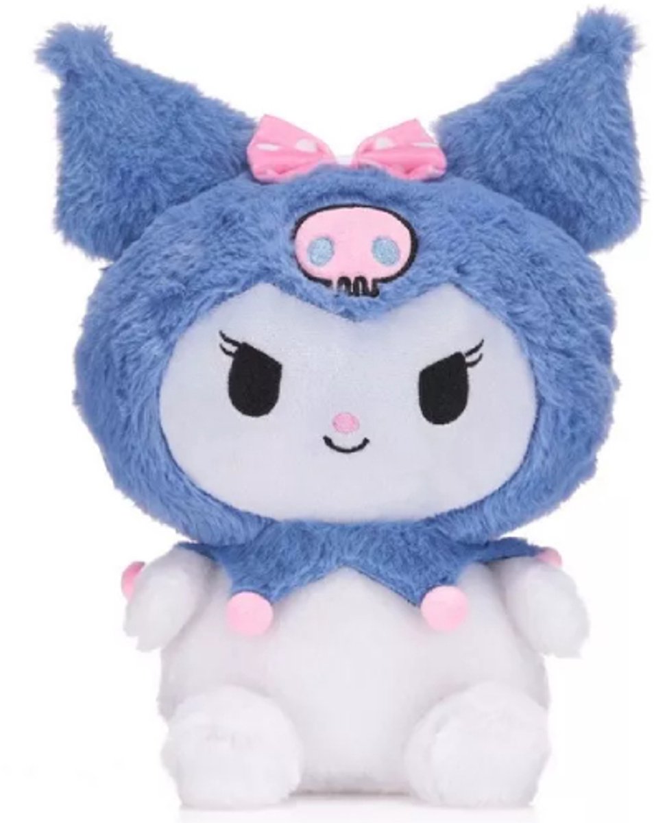 Kuromi (Blauw) Hello Kitty Fluffy Pluche Knuffel 30 cm - Speelgoed Knuffels voor Kinderen Meisjes - Kat Cat Kitten Plush Toy