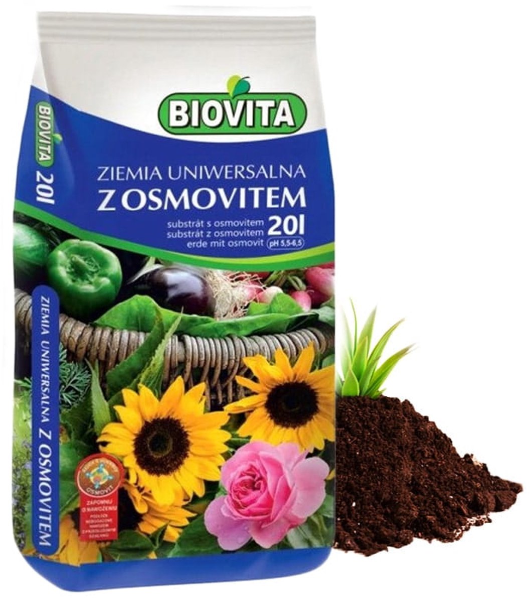 Biovita - Universele Potgrond met Osmovit - 20L - Lange Werkingsduur - Voor Huis en Tuin