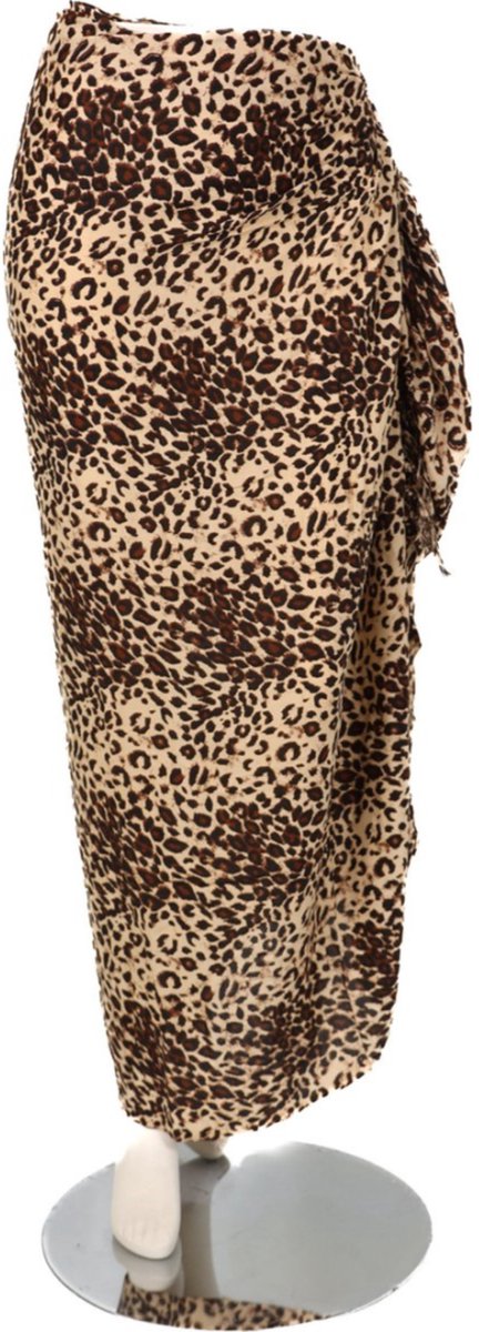 Om Namaste Sarong - 502 - Dierenprint - Luipaard - Beige