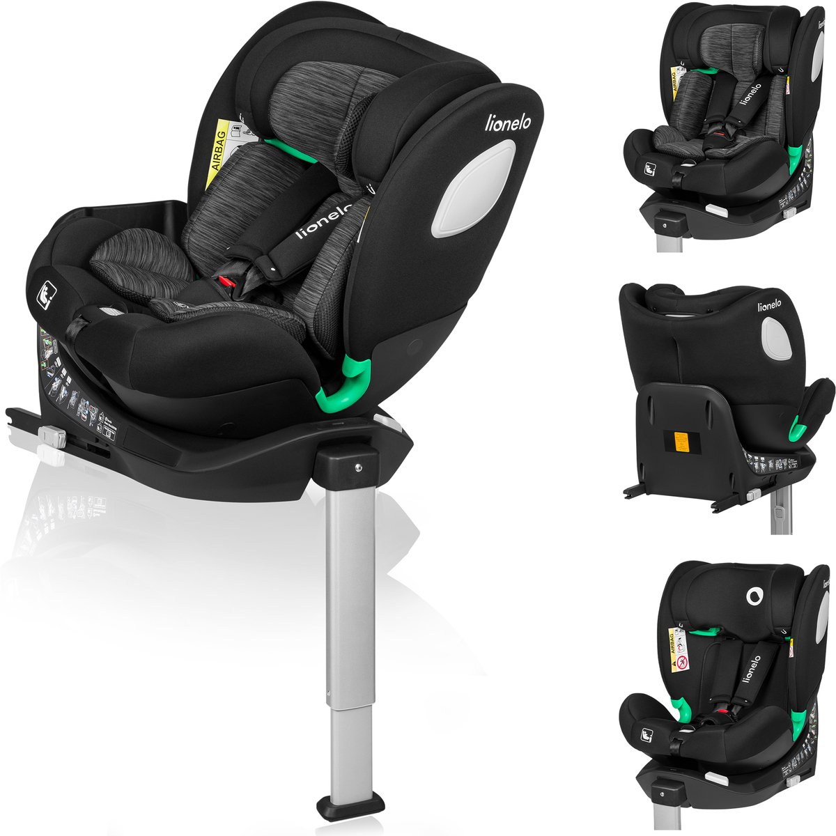 Lionelo Braam i-Size Autostoeltje - 0-36kg - ISOFIX + steunpoot - 360° draaibaar