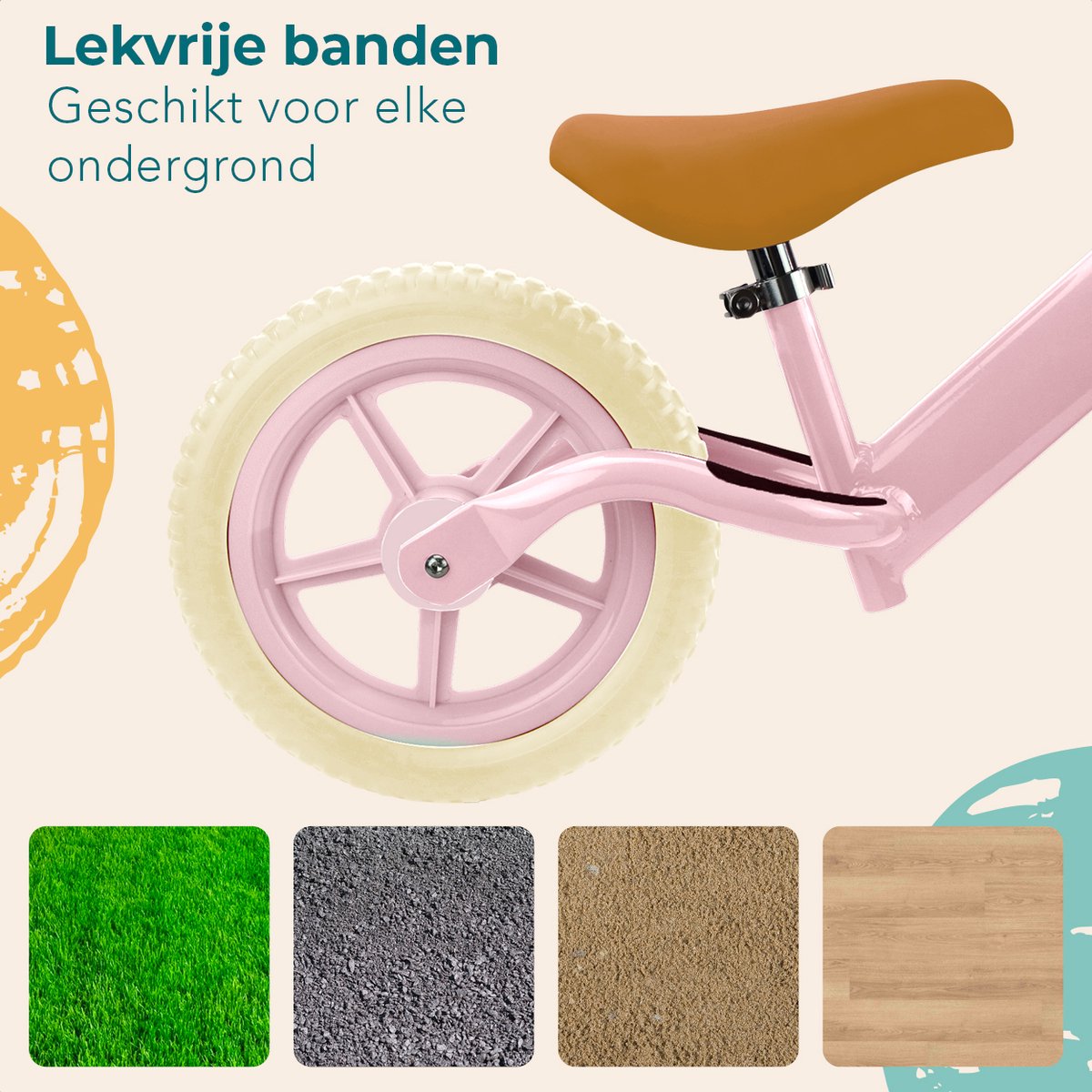 LifeGoods Loopfiets - Speelgoed 2 jaar en ouder - Jongens en Meisjes - Balance Bike - Loopfietsje - Pastelroze — afbeelding 6