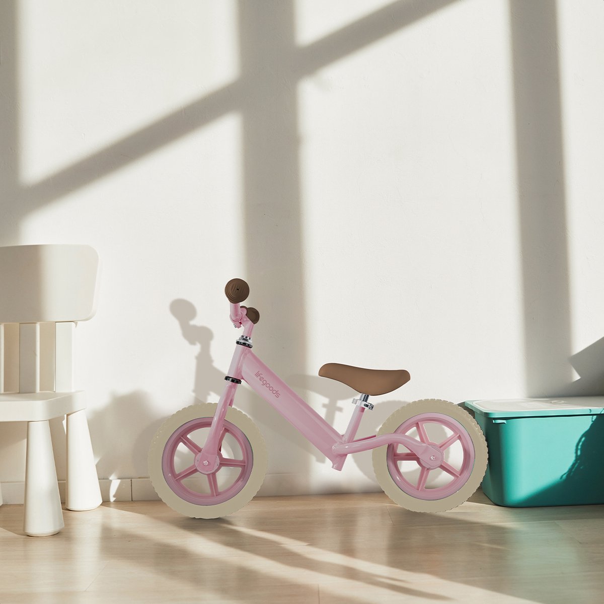 LifeGoods Loopfiets - Speelgoed 2 jaar en ouder - Jongens en Meisjes - Balance Bike - Loopfietsje - Pastelroze — afbeelding 9