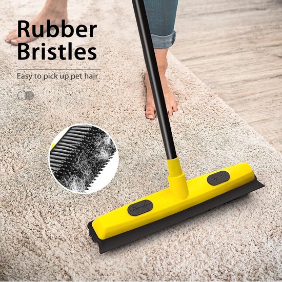 Rubberen bezem met rakel dierenhaarverwijderaar 138 cm lang handvat - Push-bont verwijderingsgereedschap met draagbare detaillering pluisborstel voor pluizig tapijt raam tegels hardhouten van Merkloos	 — afbeelding 5