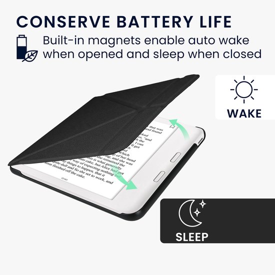 kwmobile e-reader hoesje geschikt voor Kobo Libra Colour hoes - Ereader flip case met standaard - E reader cover van kunstleer - In zwart van kwmobile — afbeelding 5