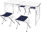 vidaXL - Campingtafel - inklapbaar - en - verstelbaar - aluminium - 120 - x - 60 - cm - 4 - stoelen