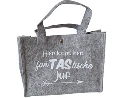 Grijze tas met tekst - 