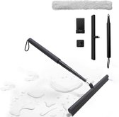 AKSA Home® Raclette de Douche et Raclette de Sol - Raclette de Douche - Raclette de Douche - Raclette de Sol en Acier Inoxydable - Extensible - Zwart