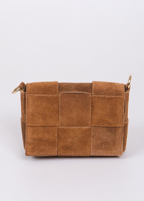 Sac femme Viabologna Angela en daim - Pochette et bandoulière tressées - Marron rouille