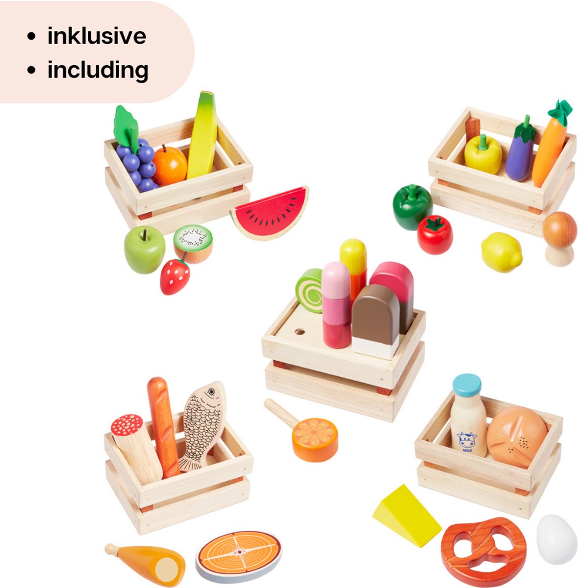 howa Speelgoed Winkeltje van Natuurlijk Hout, Beige inclusief 40 Winkel Accessoires 47559 — afbeelding 7