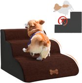 CALIYO Hondentrap - Trap Hond 3 Treden – 40x60x40 cm - Hondentrapje voor Honden - Hondenloopplank - Opstapje Hond - Foam - Bruin