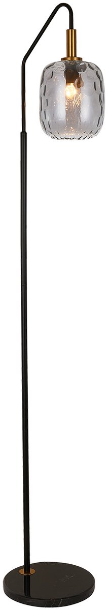 Fantasia OKIRU vloerlamp E27 zwart met asgrijs glas Ø180mm
