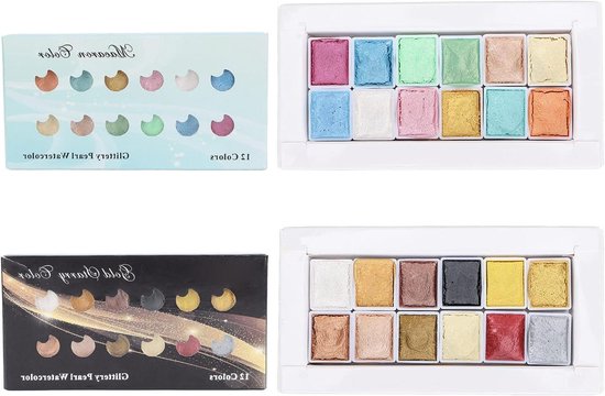 HIMI Watercolor Aquarelverf set van 24 Metallic kleuren HIMI Watercolor Aquarelverf set van 24 Metallic kleuren