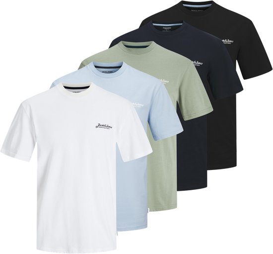 JACK&JONES - JJBEAU TEE SS FRONTPRINT 5PK MP PLS - Heren - T-shirts