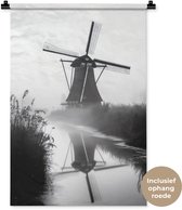 Wandkleed 60x90 cm - Wanddoek Molen - Weerspiegeling - Landschap - Water - Wandtapijt - Wandkleden