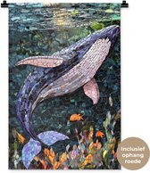Wandkleed 60x90 cm - Wanddoek Mozaïek - Walvis - Koraal - Water - Wandtapijt - Wandkleden